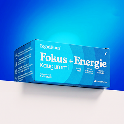Fokus + Energie Kaugummi mit Koffein, L-Theanin, B5, B6 & B12