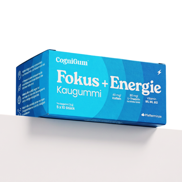 CogniGum Fokus + Energie Kaugummi, Packung Pfefferminze, 5 × 10 Stück